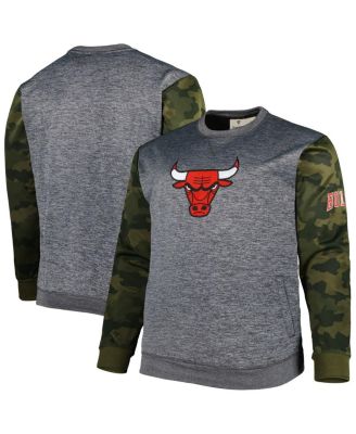 Men's Heather Charcoal Chicago Bulls Big and Tall Camo Stitched Sweatshirt