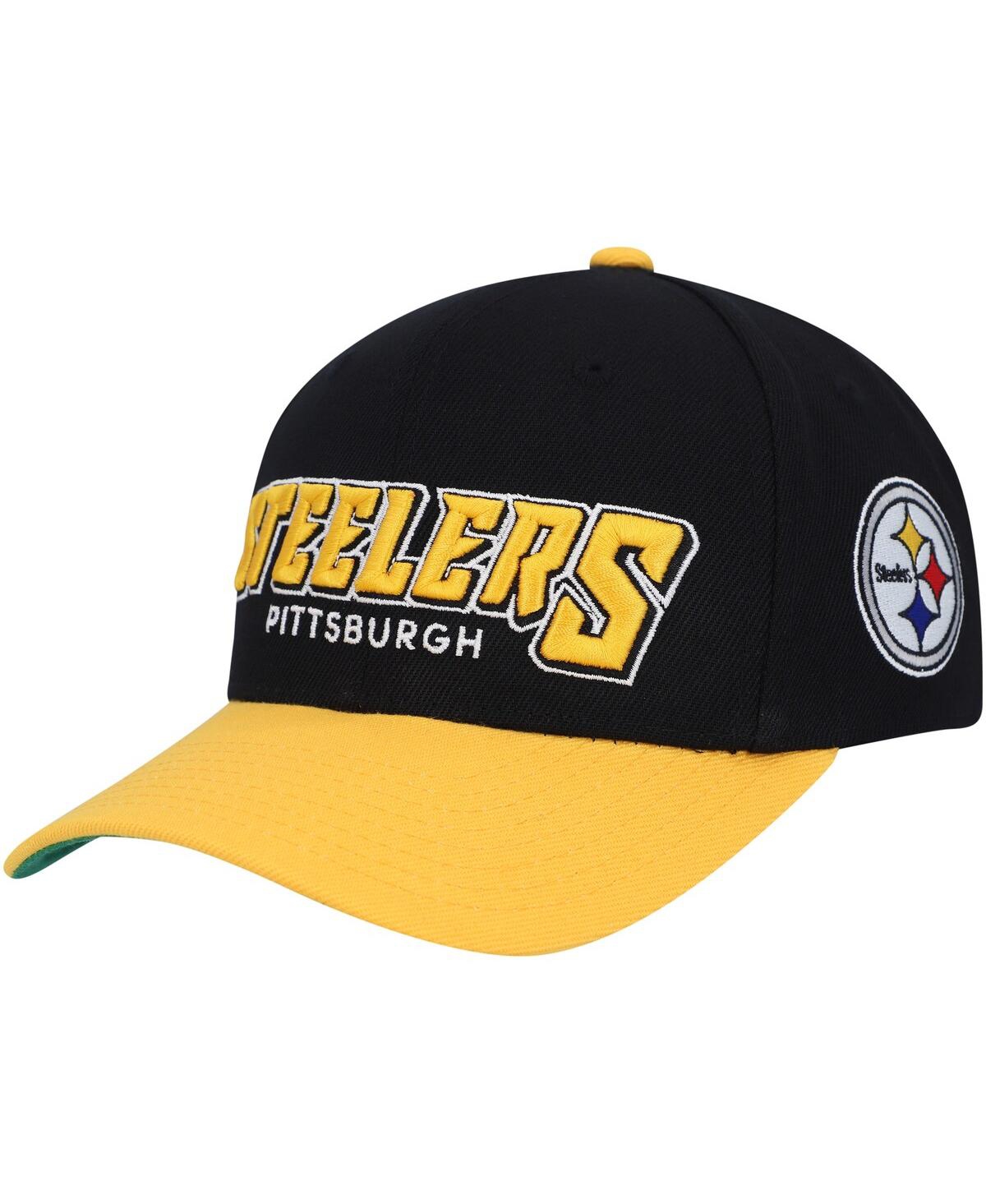 Mitchell & Ness Kids' Big Boys  Black, Gold Pittsburgh Steelers Shredder Adjustable Hat In Black,gold