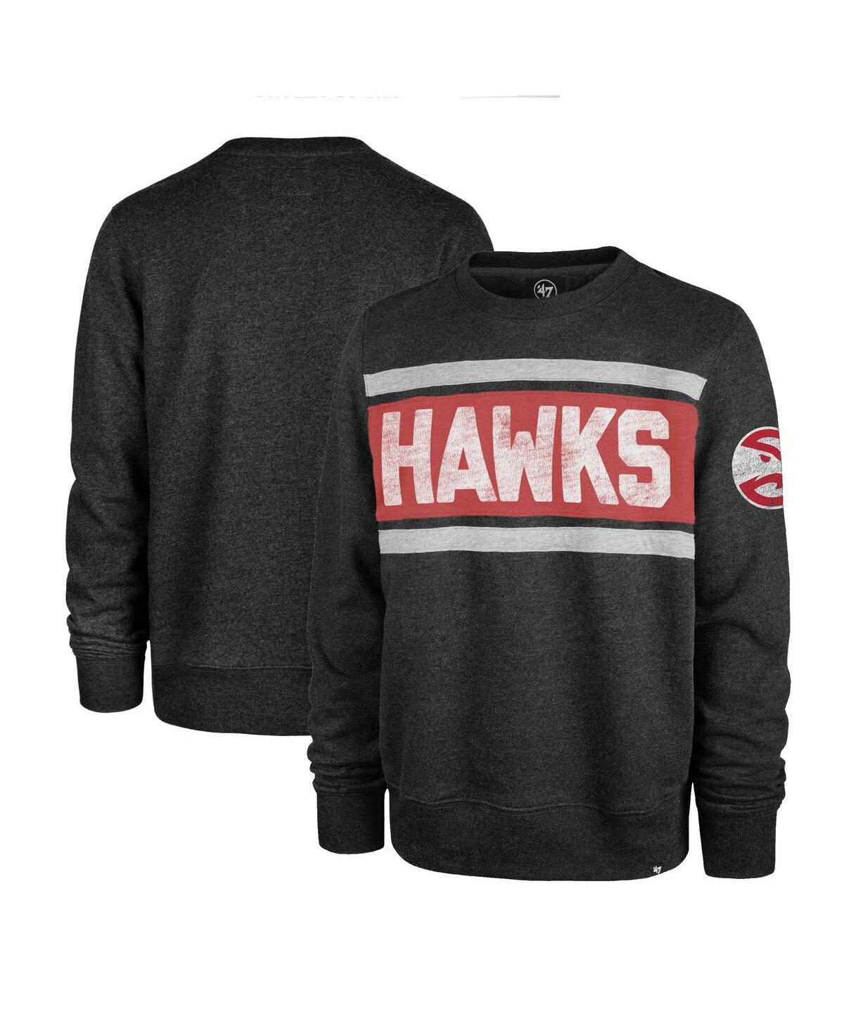 47 BRAND MEN'S '47 BRAND HEATHER BLACK ATLANTA HAWKS TRIBECA EMERSON PULLOVER SWEATSHIRT