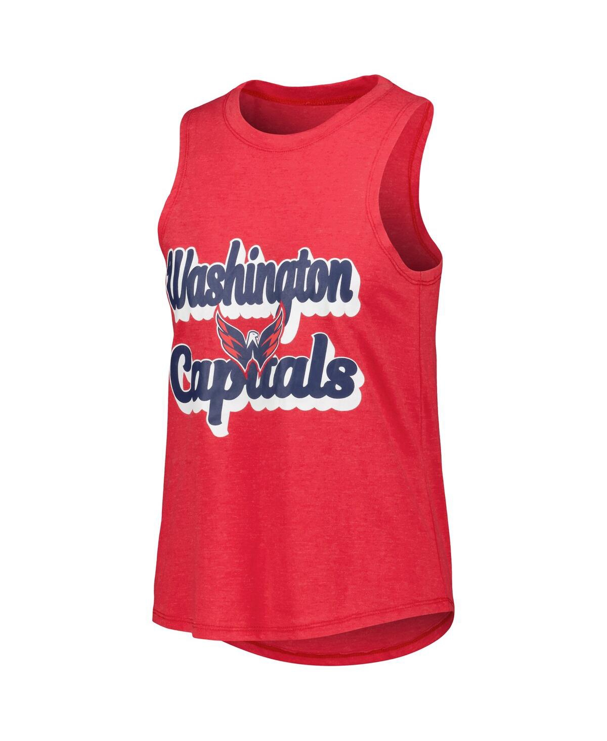Concepts Sport Women's  Heather Red, Heather Navy Washington Capitals Meter Muscle Tank Top And Pants In Heather Red,heather Navy