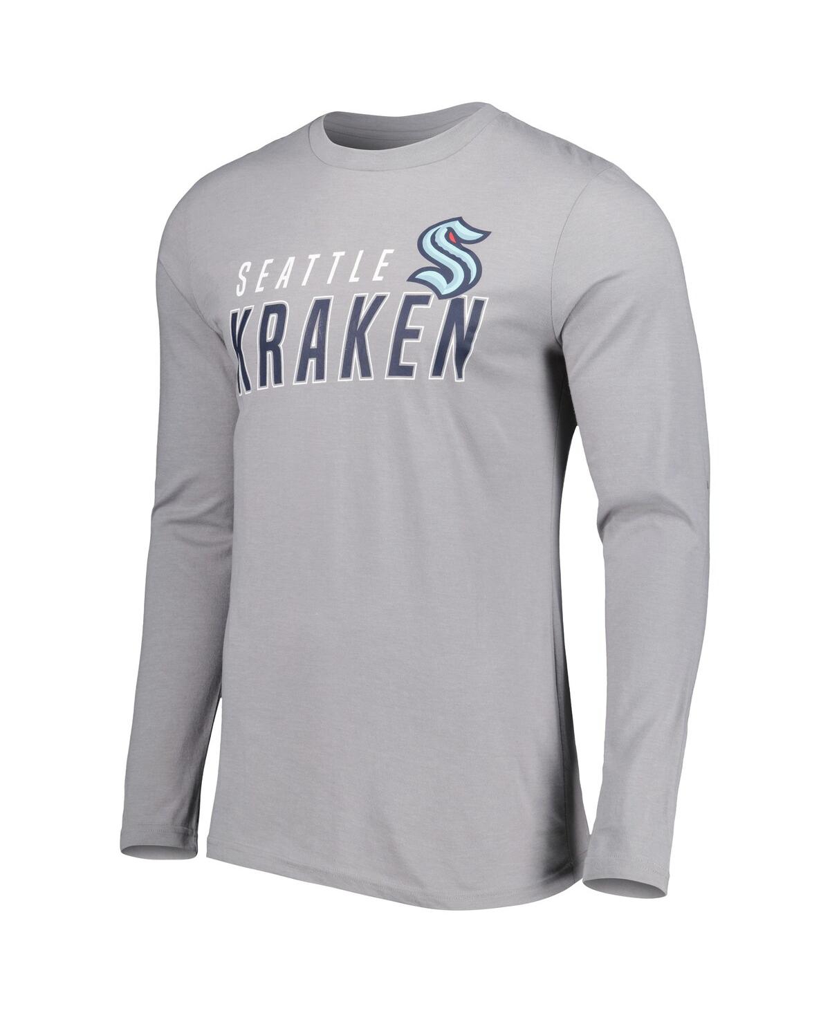 Shop Concepts Sport Men's  Deep Sea Blue, Gray Seattle Kraken Meter Long Sleeve T-shirt And Pants Sleep Se In Deep Sea Blue,gray