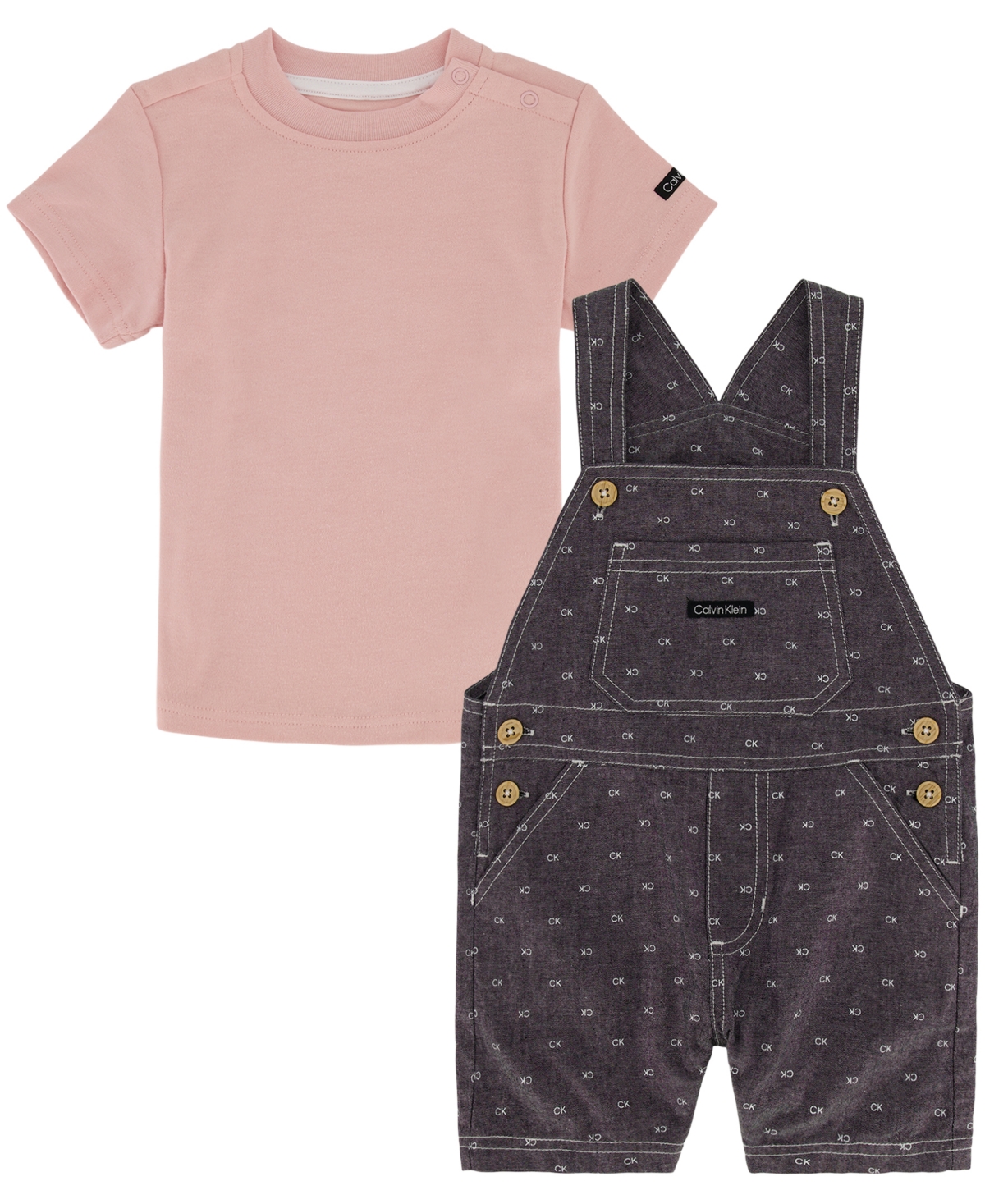 CALVIN KLEIN BABY BOYS T SHIRT AND PRINTED SHORTALL, 2 PIECE SET 