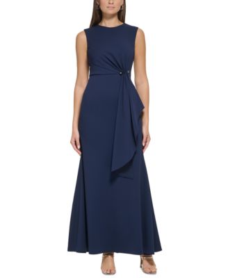 DKNY - Women's Side-Ruched Draped Sleeveless Gown