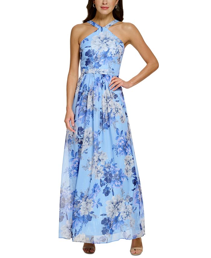 Vince Camuto Women's Floral Chiffon Halter Gown - Macy's