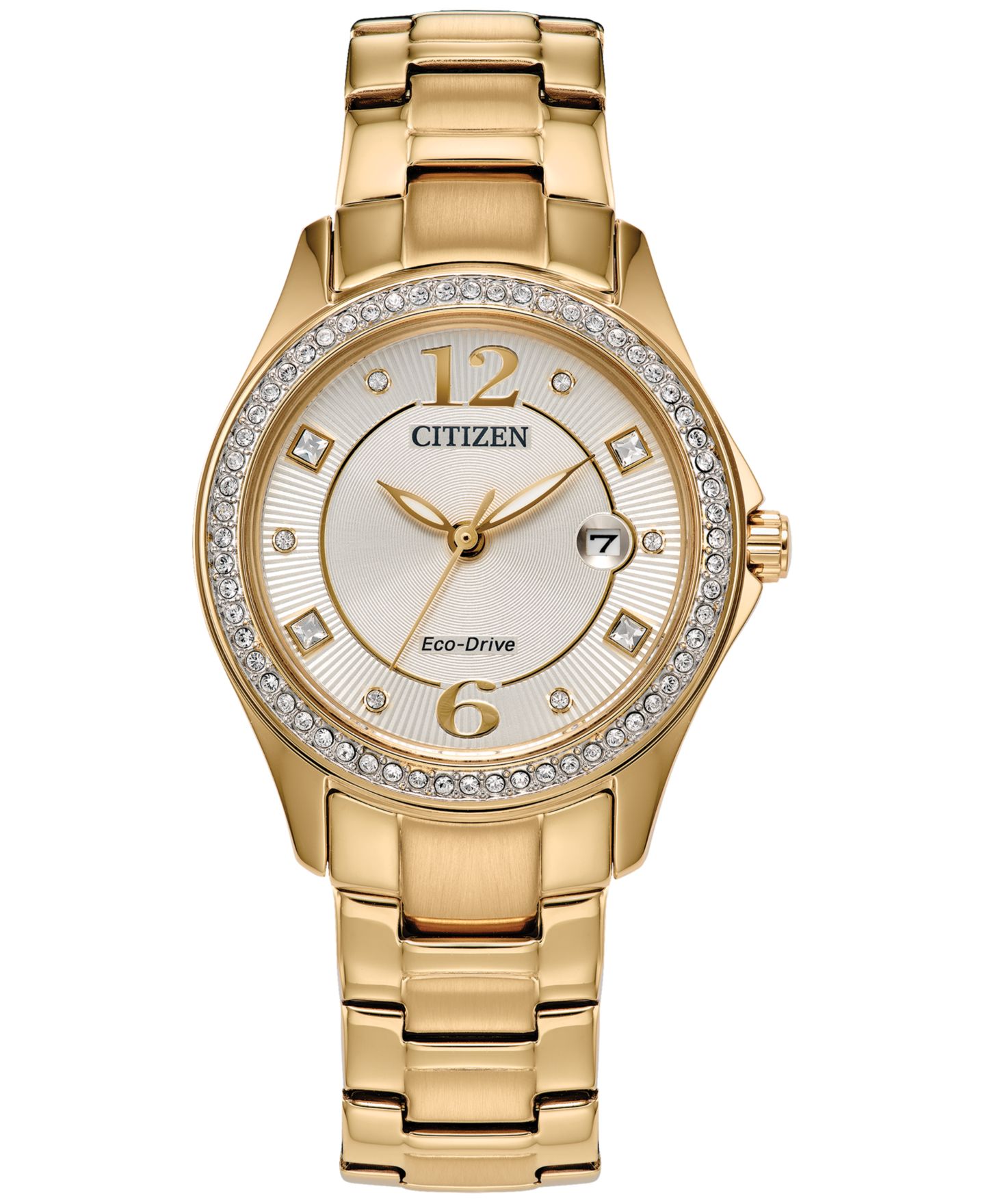 Женские часы Citizen Eco-Drive Crystal Gold-Tone Stainless Steel Bracelet Watch 30mm — фото 1