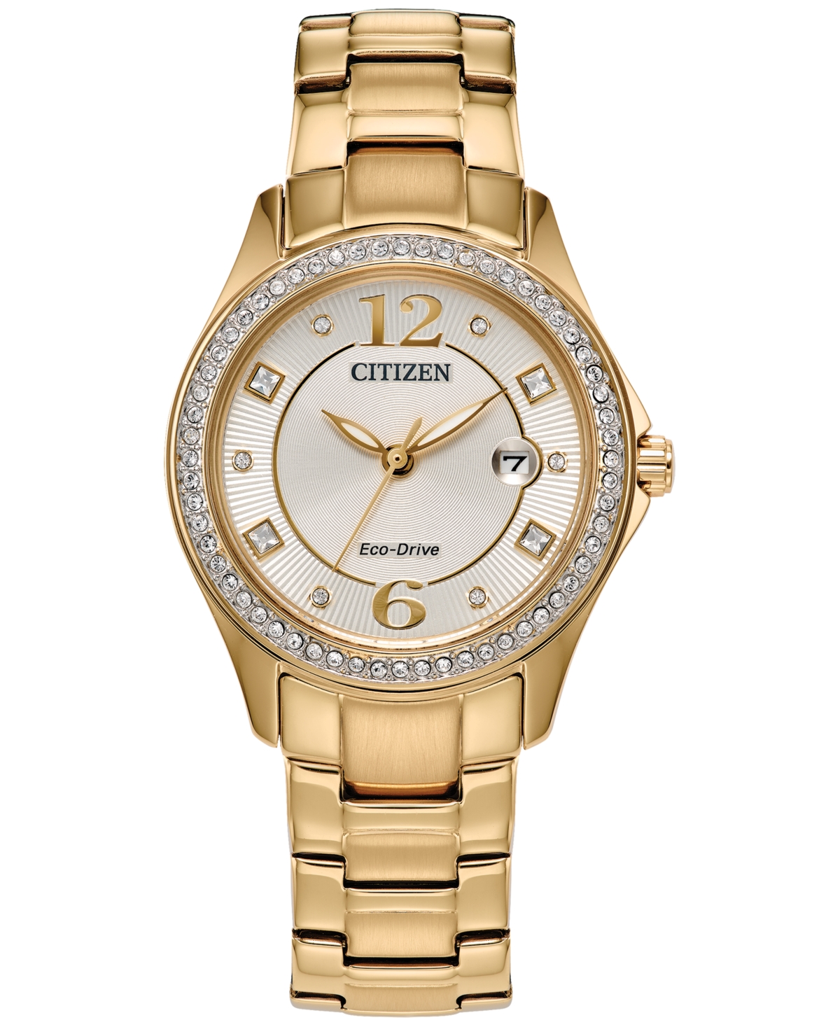 Citizen Eco-drive Women's Crystal Gold-tone Stainless Steel Bracelet Watch 30mm
