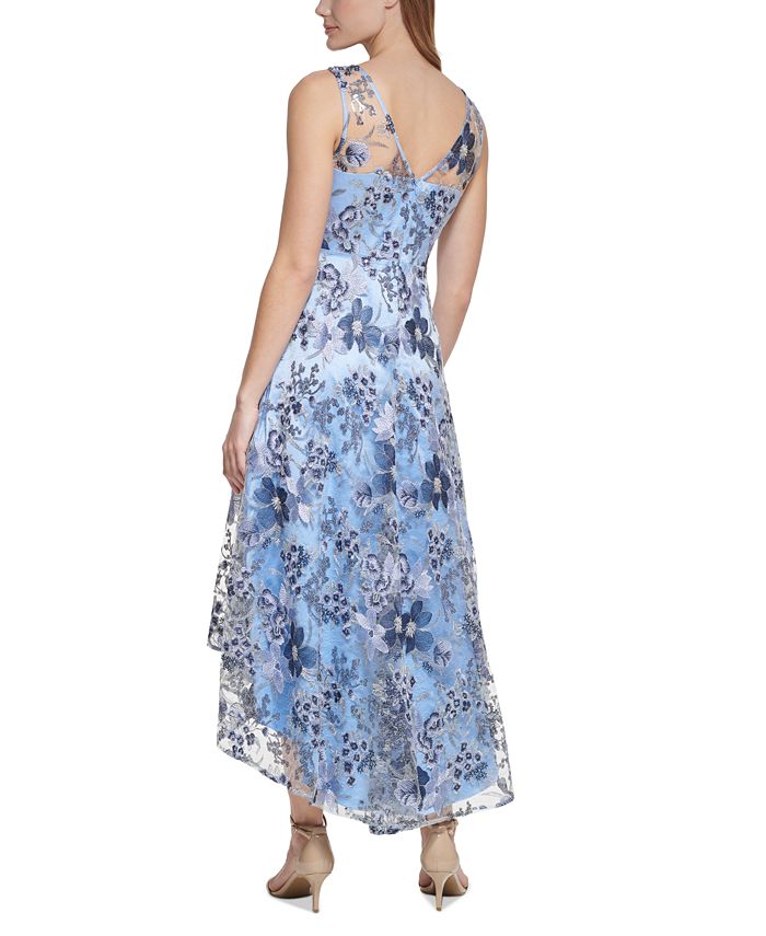 Eliza J Women's Illusion-Yoke Embroidered Lace High-Low Dress - Macy's