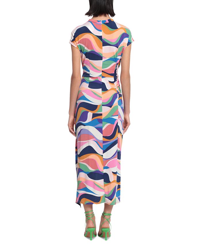 Donna Morgan Women's Printed Faux-Wrap Midi Dress - Macy's