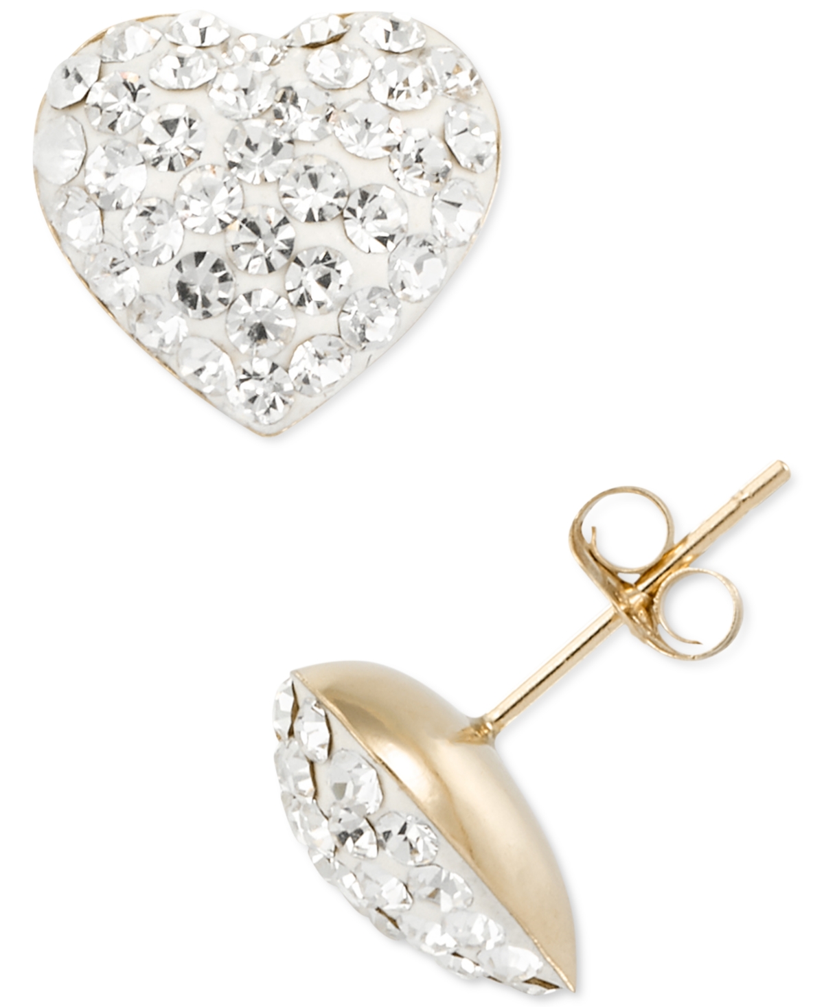 Macy's Crystal Pave Heart Stud Earrings In 10k Gold