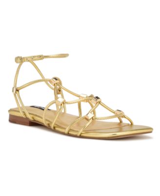 Nine West Women's Majah Square Toe Strappy Flat Sandals Macy's