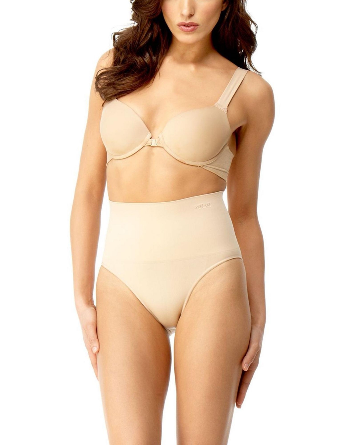 Shop Memoi Plus Size High-waisted Moderate Coverage Seamless Shaper Brief In Nude