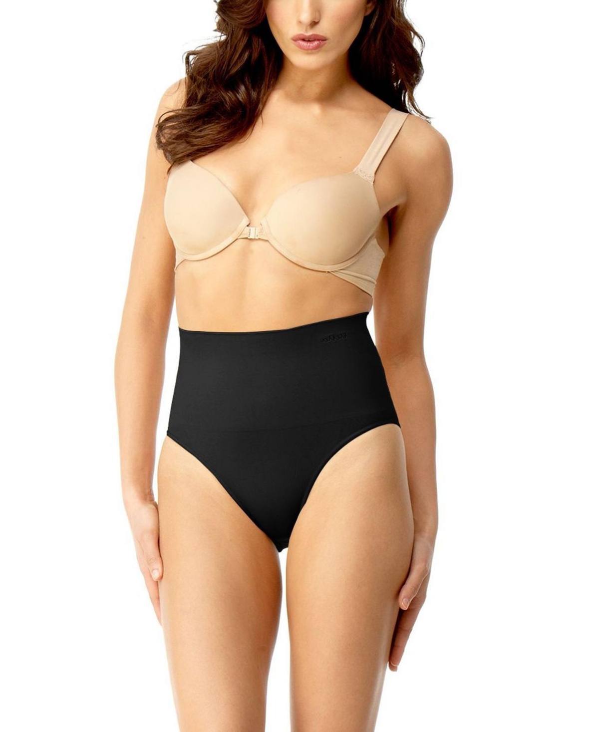 Shop Memoi Plus Size High-waisted Moderate Coverage Seamless Shaper Brief In Black