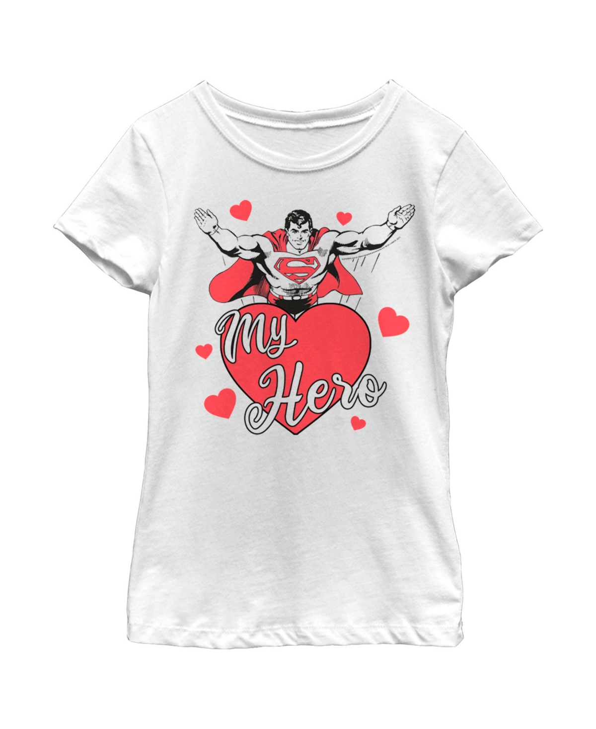 Dc Comics Girl's Superman Valentine's Day My Hero Child T-shirt In White