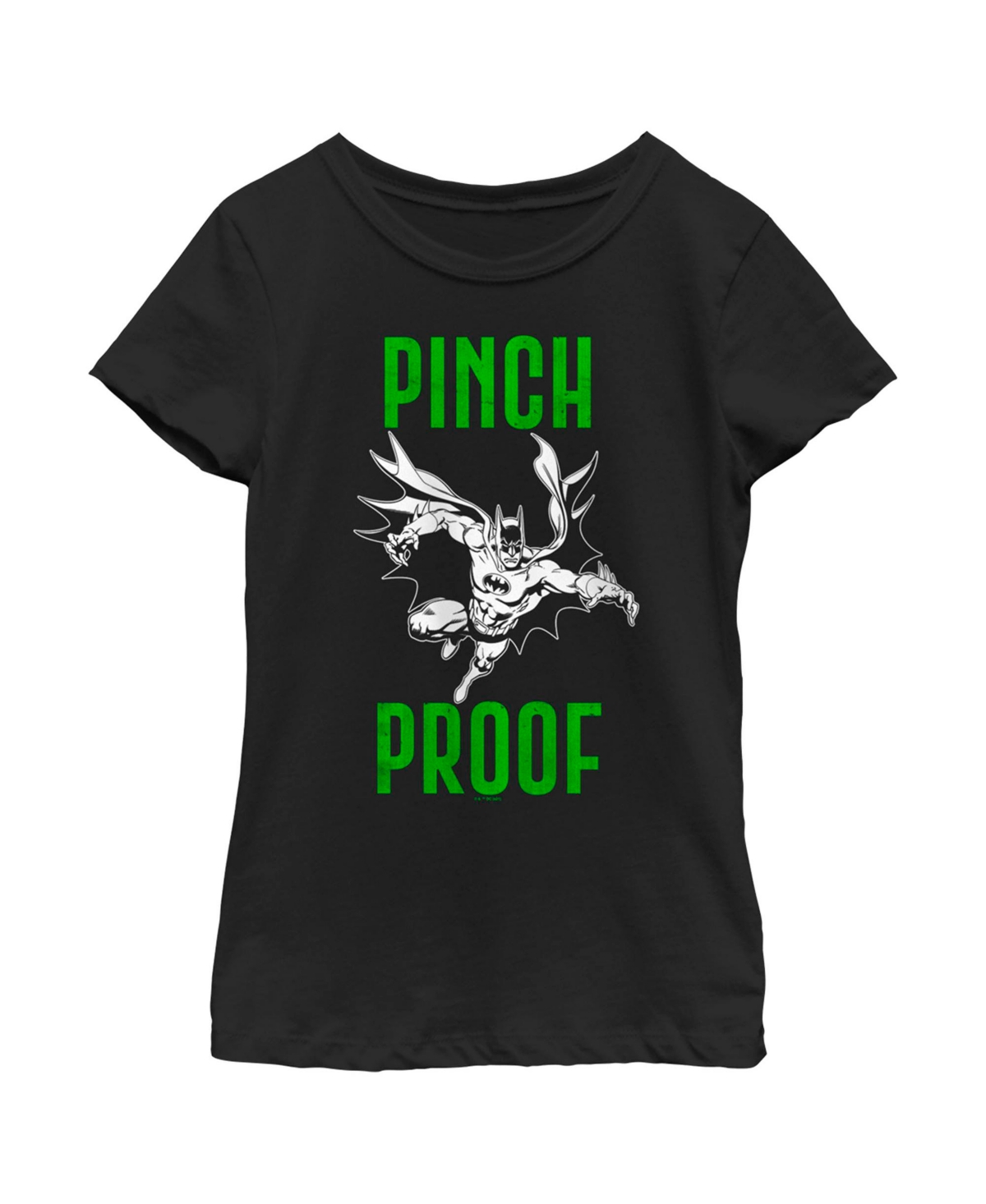 Dc Comics Girl's Batman St. Patrick's Day Pinch Proof Child T-shirt In Black