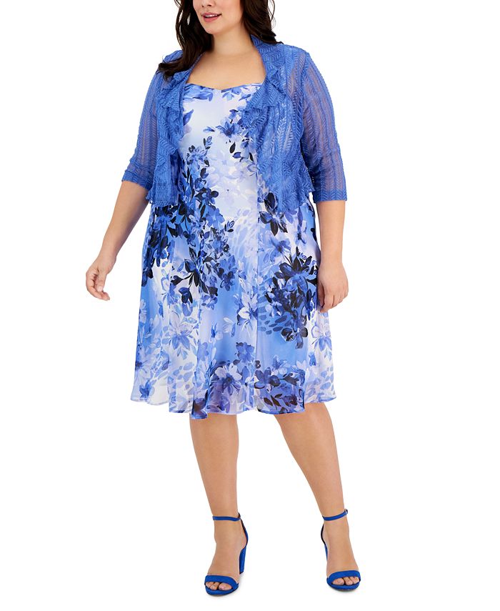 Connected Plus Size 2Pc. Crochet Jacket & Dress Set Macy's