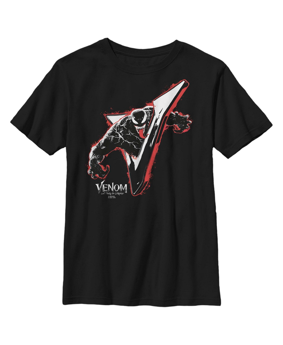 Marvel Boy's  Venom: Let There Be Carnage Shiny V Child T-shirt In Black