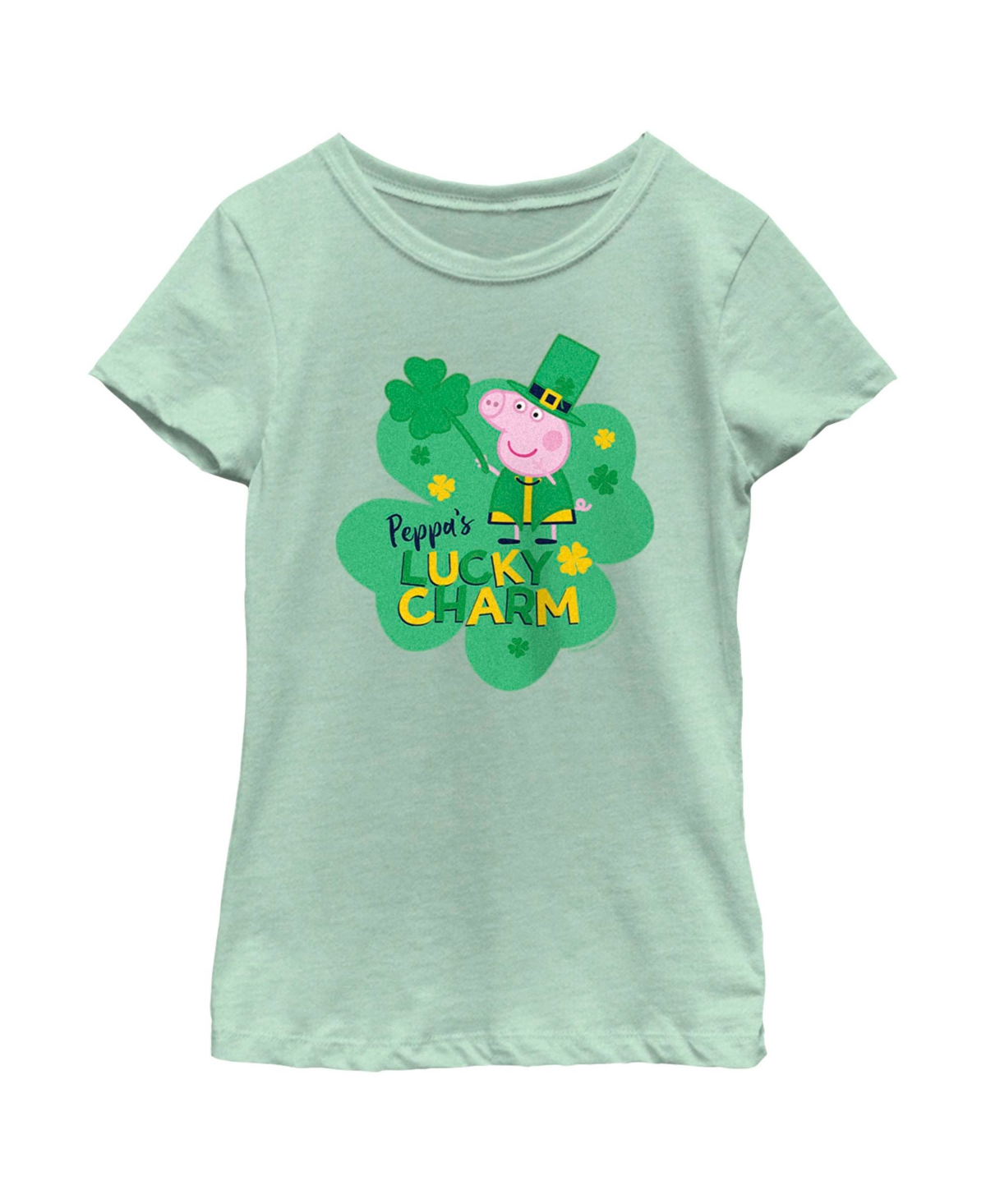 Hasbro Girl's Peppa Pig St. Patrick's Day Lucky Charm Child T-shirt In Mint
