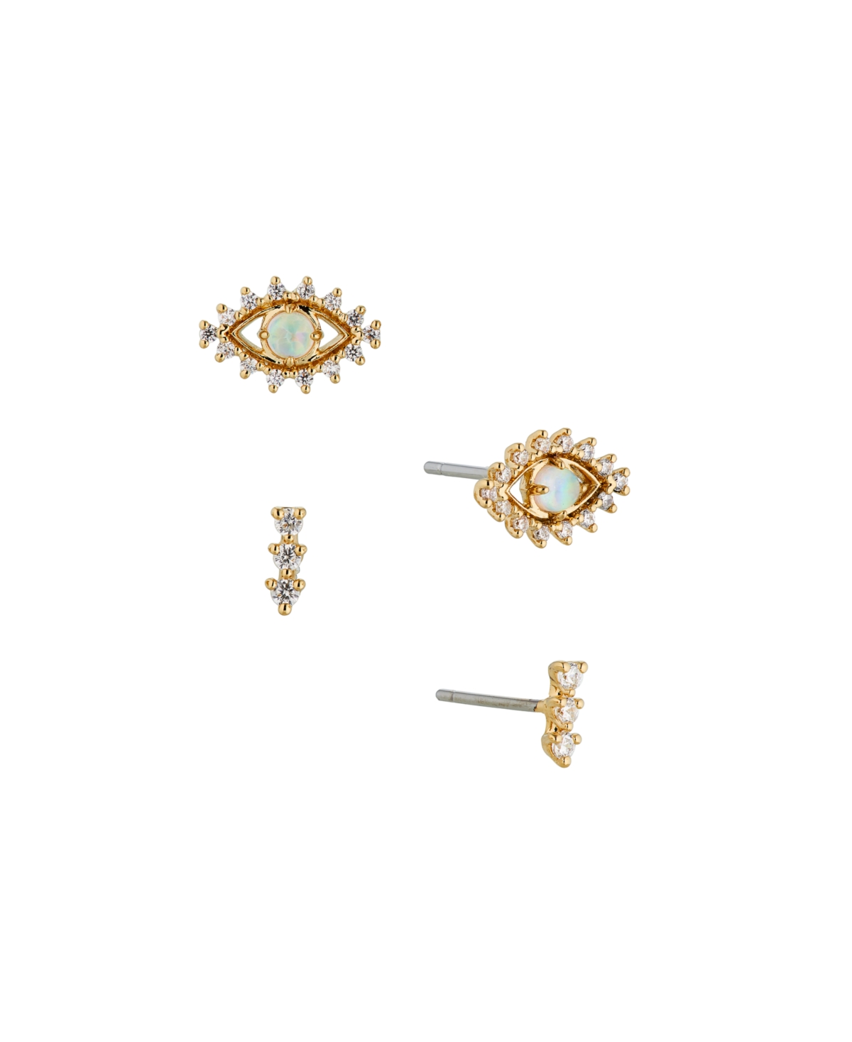 Ava Nadri White Opal Set Of Two Pair Stud Earrings In Gold