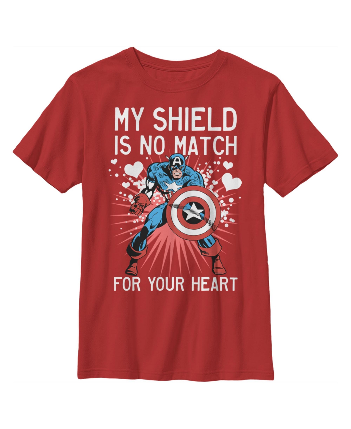Marvel Boy's  Captain America No Shield For Your Heart Child T-shirt In Red
