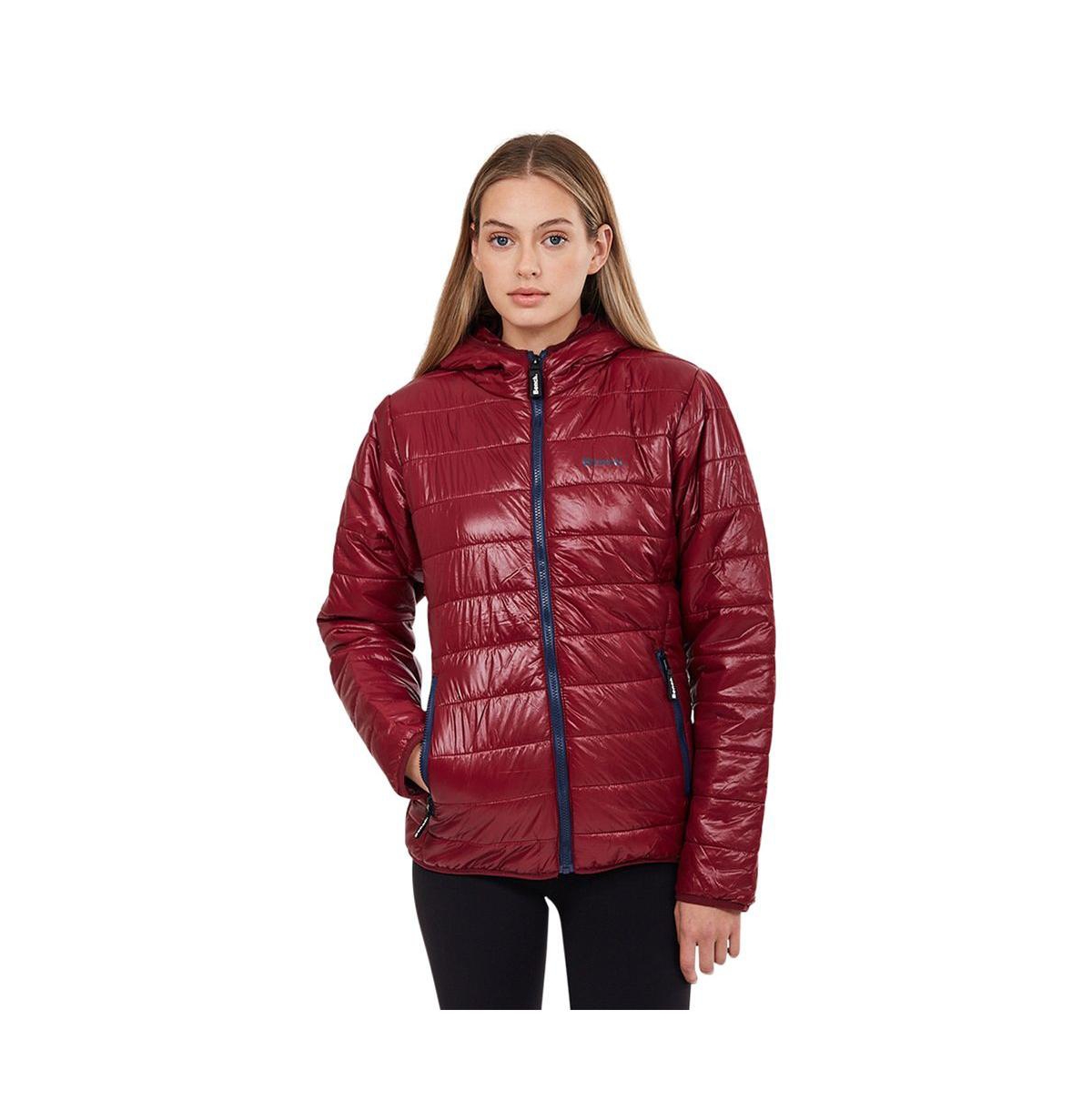 BENCH KARA WOMENS JACKET QUILTED BURGUNDY WITH NAVY ZIPPER