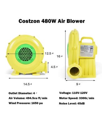 Air Blower Pump Fan 480 Watt 0.6HP For Inflatable Bounce House Bouncy Castle