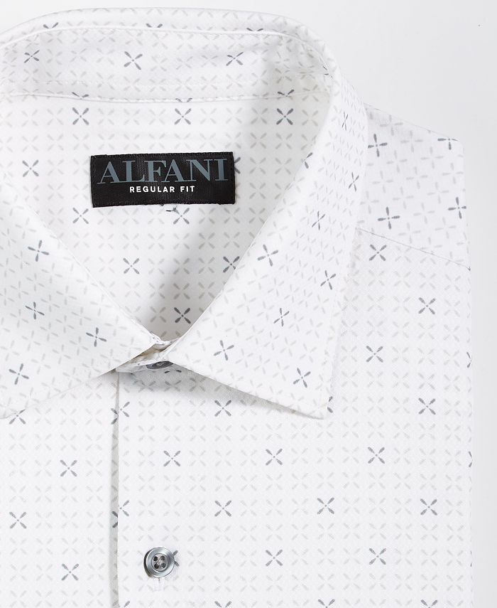Alfani Men's Regular Fit Travel Ready GeoPrint Dress Shirt, Created for Macy's Macy's