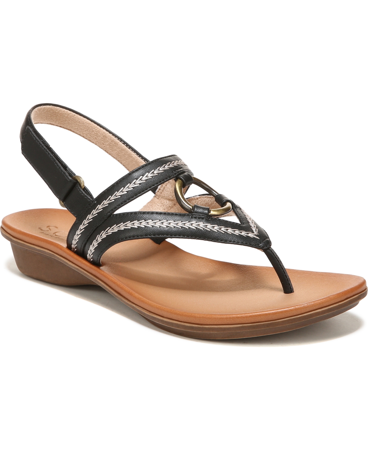 Sunny Flat Sandals - Toffee Smooth Faux Leather