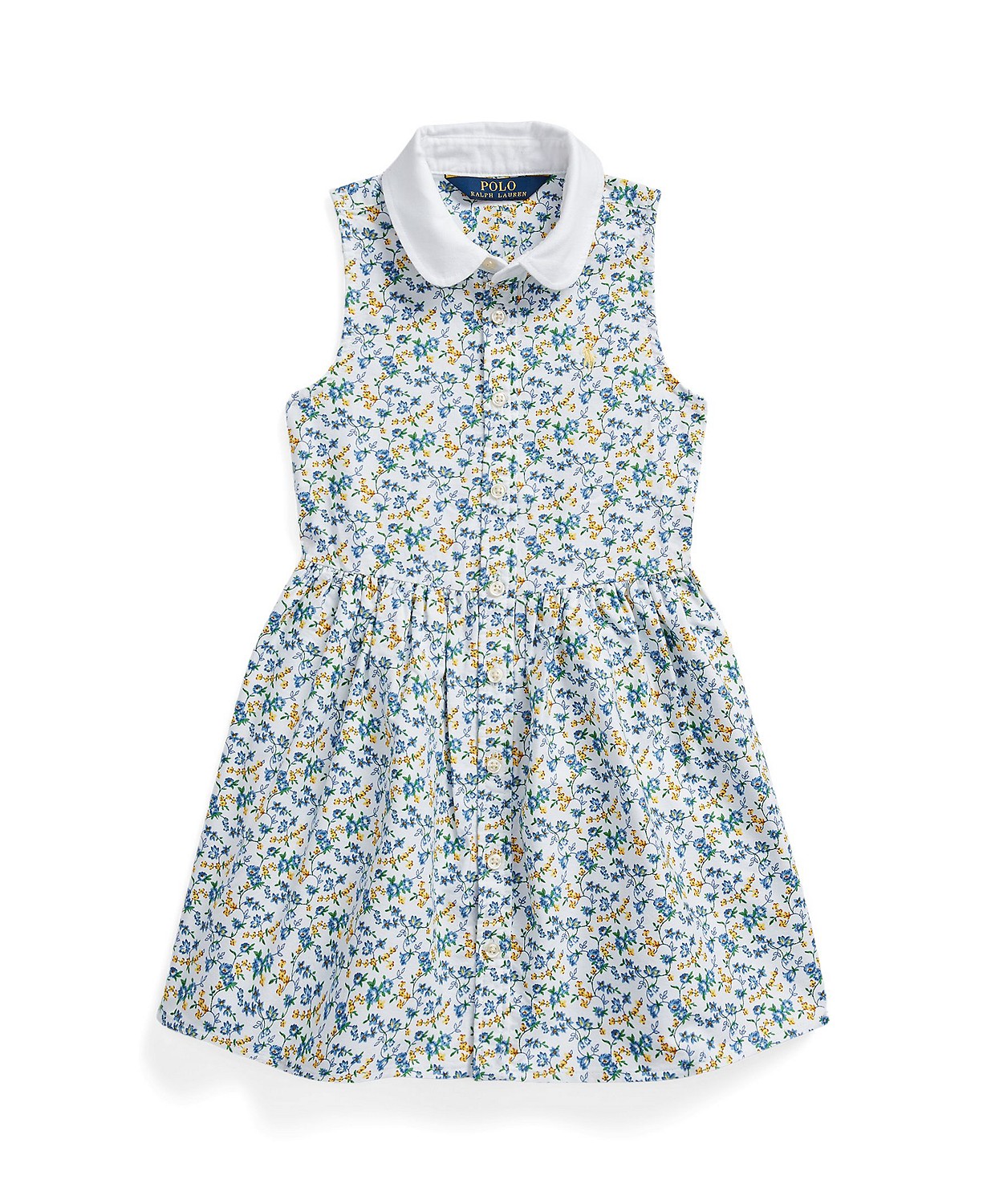 Toddler and Little Girls Floral Cotton Oxford Shirt Dress