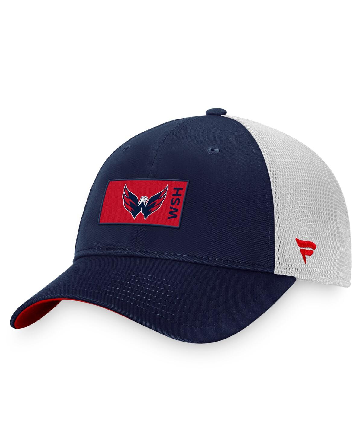 Shop Fanatics Men's  Navy Washington Capitals Authentic Pro Rink Trucker Snapback Hat