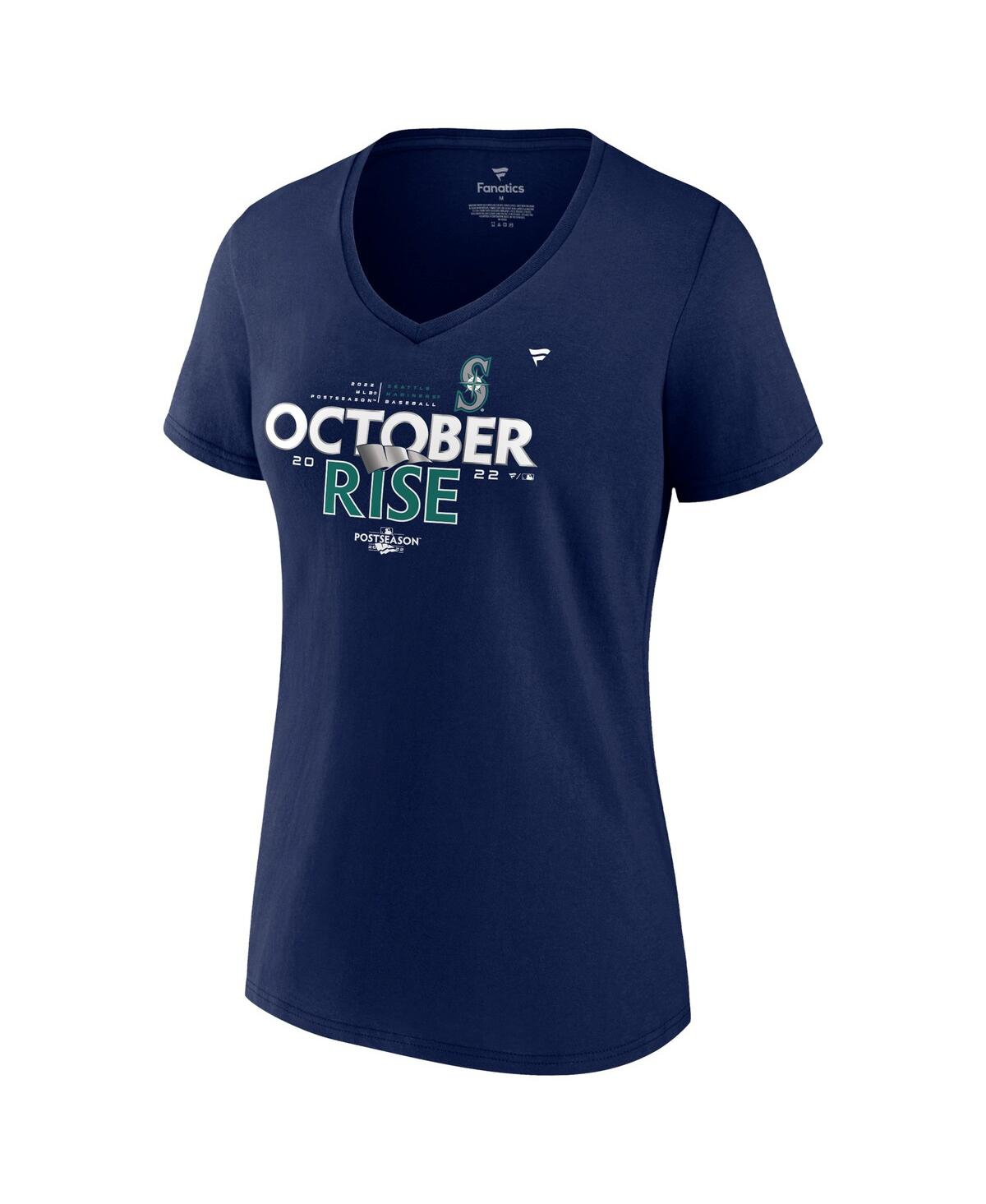 Fanatics Branded Navy Seattle Mariners 2022 Postseason Locker Room V-neck T-shirt In Navy