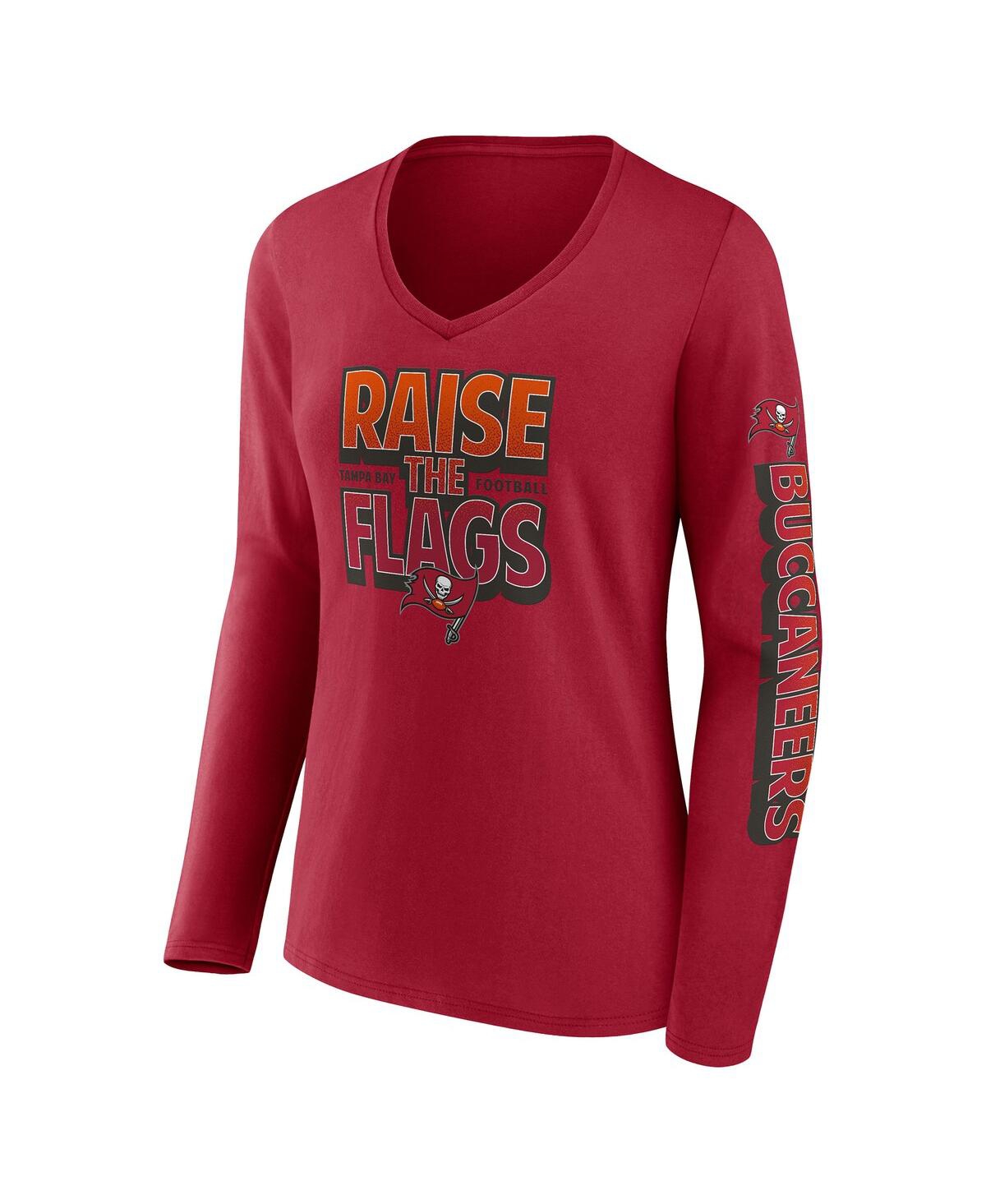 Women's FanaticsTampa Bay Buccaneers Hometown Sweep Long Sleeve V-Neck T-shirt - Red