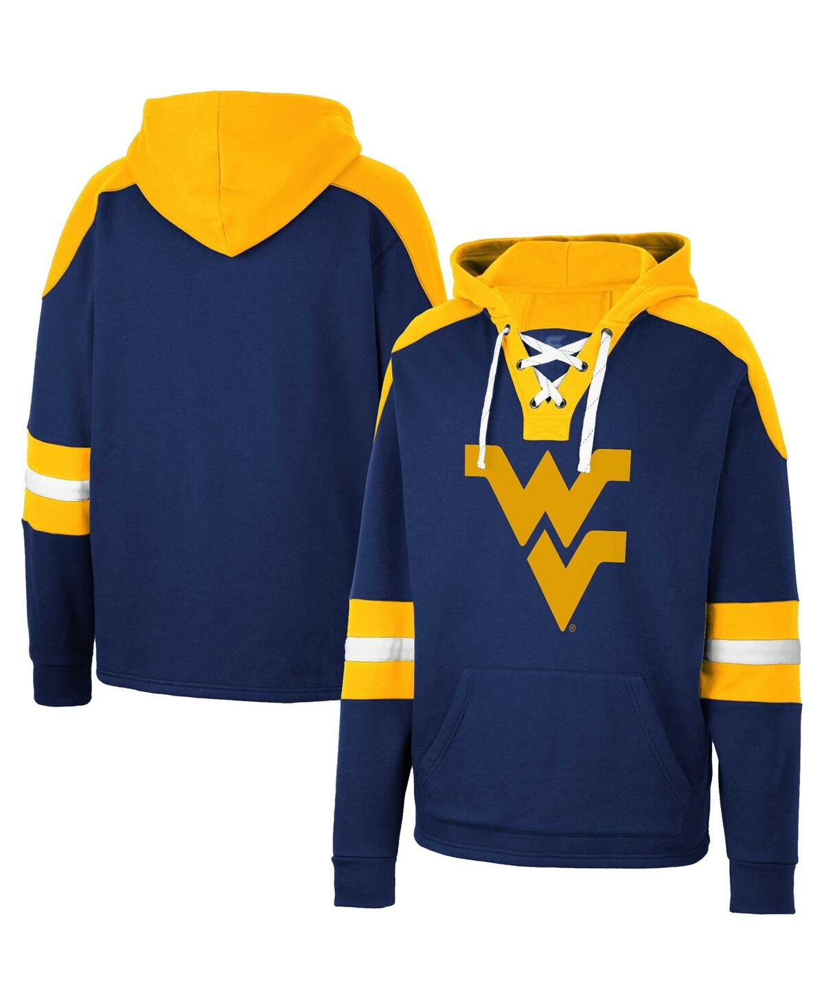 Colosseum Navy West Virginia Mountaineers Lace-up 4.0 Pullover Hoodie In Navy