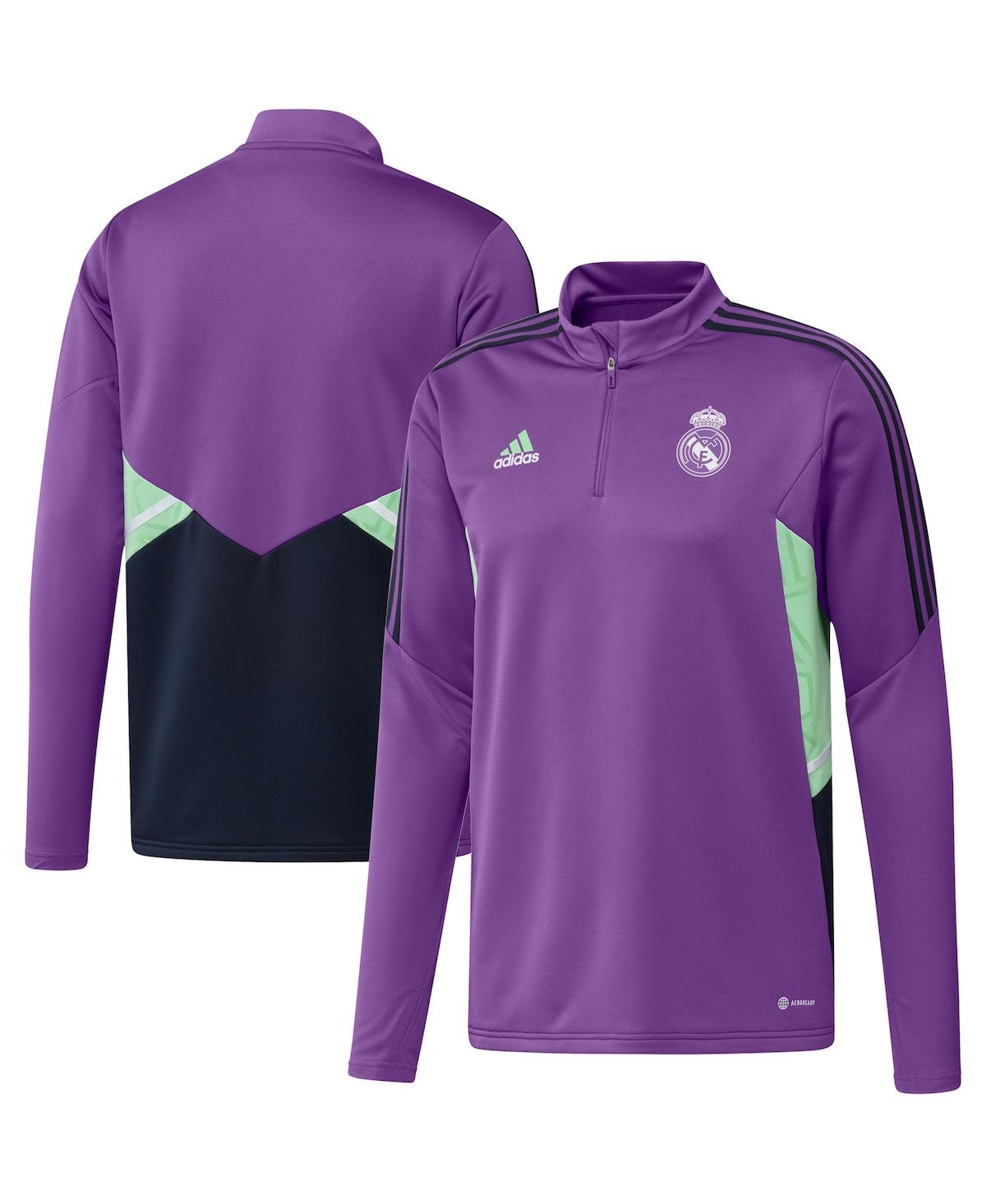 Adidas Originals Men's Adidas Purple Real Madrid Training Aeroready Quarter-zip Top