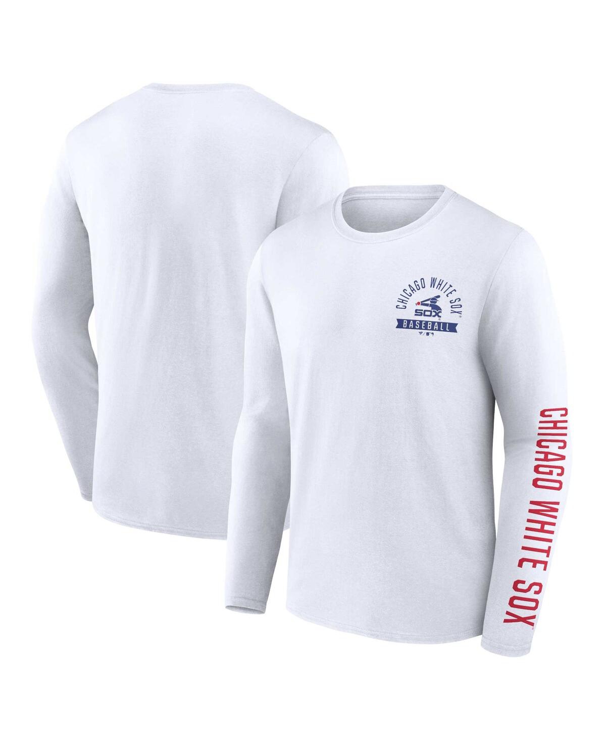 Fanatics Men's  Branded White Boston Red Sox Pressbox Long Sleeve T-shirt