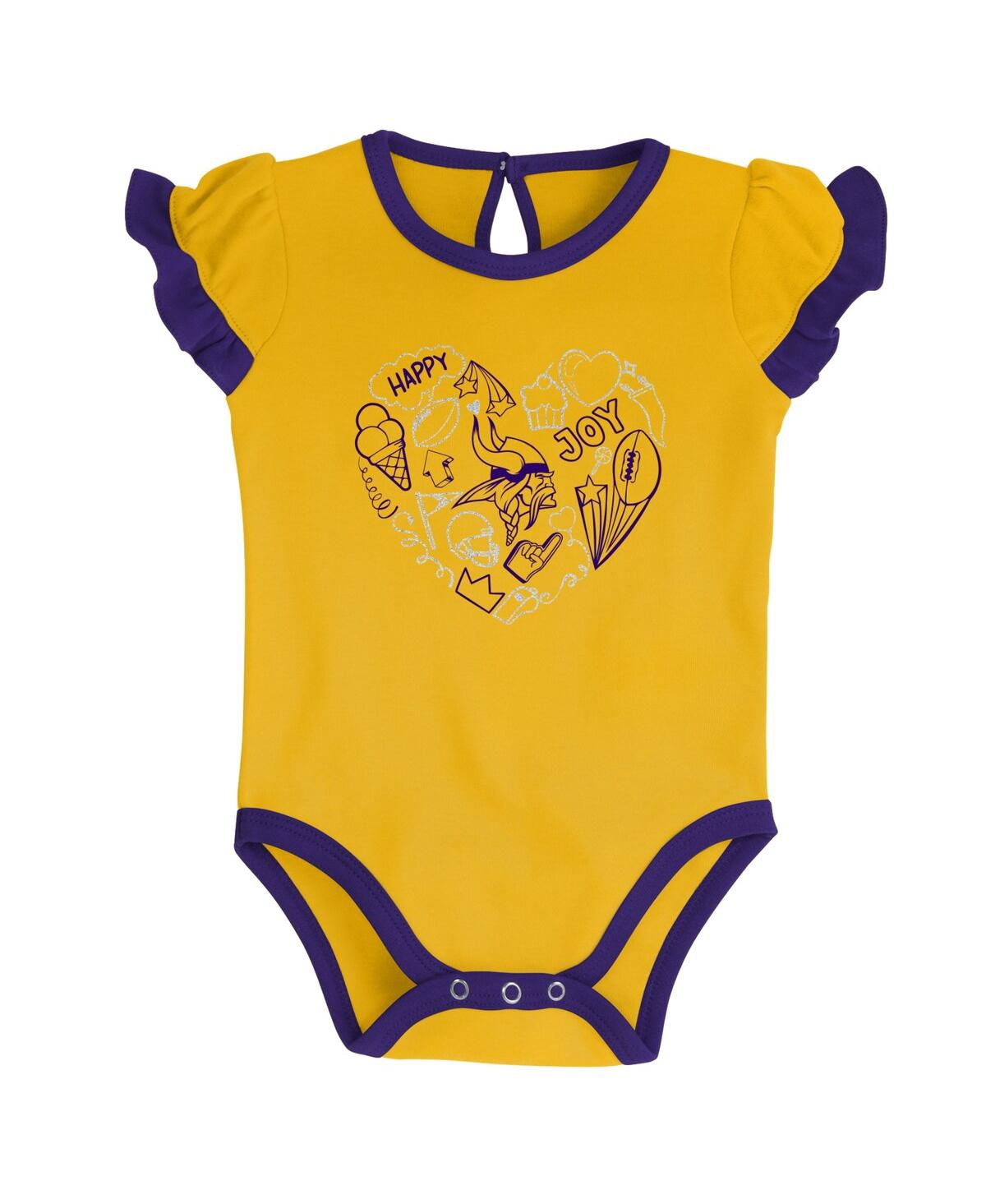 Shop Outerstuff Newborn And Infant Boys And Girls Purple, Gold Minnesota Vikings Too Much Love Two-piece Bodysuit Se In Purple,gold