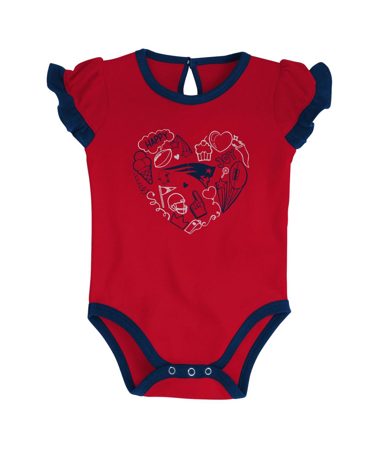 Outerstuff Newborn And Infant Boys And Girls Navy, Red New England Patriots Too Much Love Two-piece Bodysuit Se In Navy,red