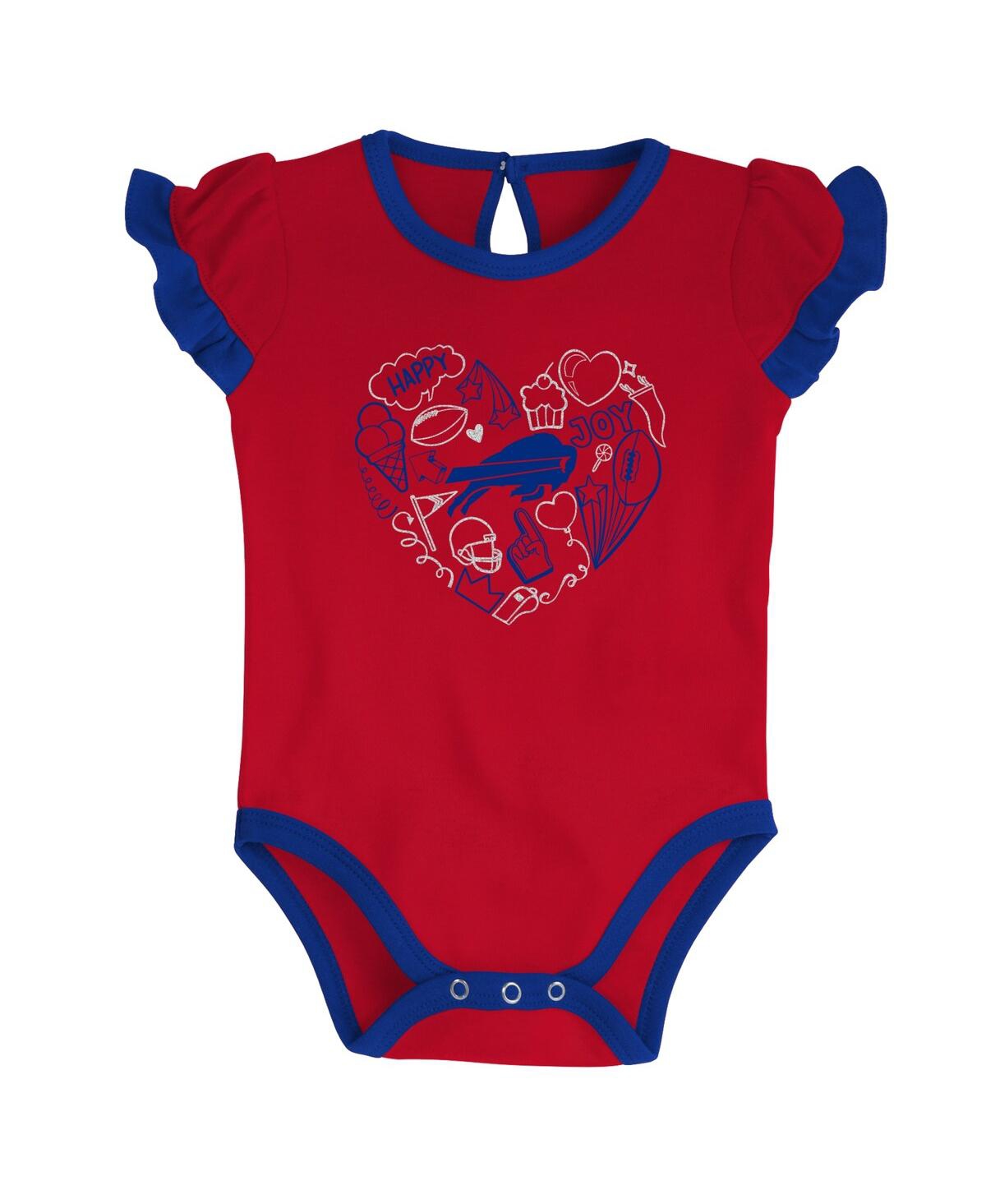 Shop Outerstuff Newborn And Infant Boys And Girls Royal, Red Buffalo Bills Too Much Love Two-piece Bodysuit Set In Royal,red