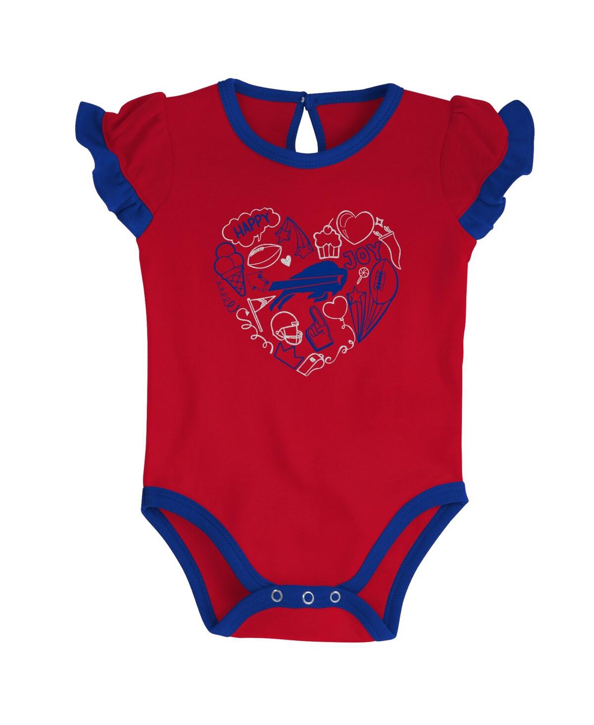 Outerstuff Newborn And Infant Boys And Girls Royal, Red Buffalo Bills Too Much Love Two-piece Bodysuit Set In Royal,red
