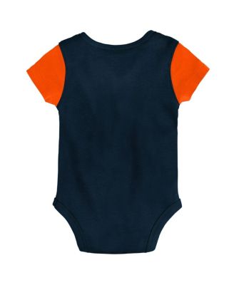 Newborn and Infant Boys and Girls Navy, Orange Chicago Bears Little Champ Three-Piece Bodysuit Bib and Booties Set