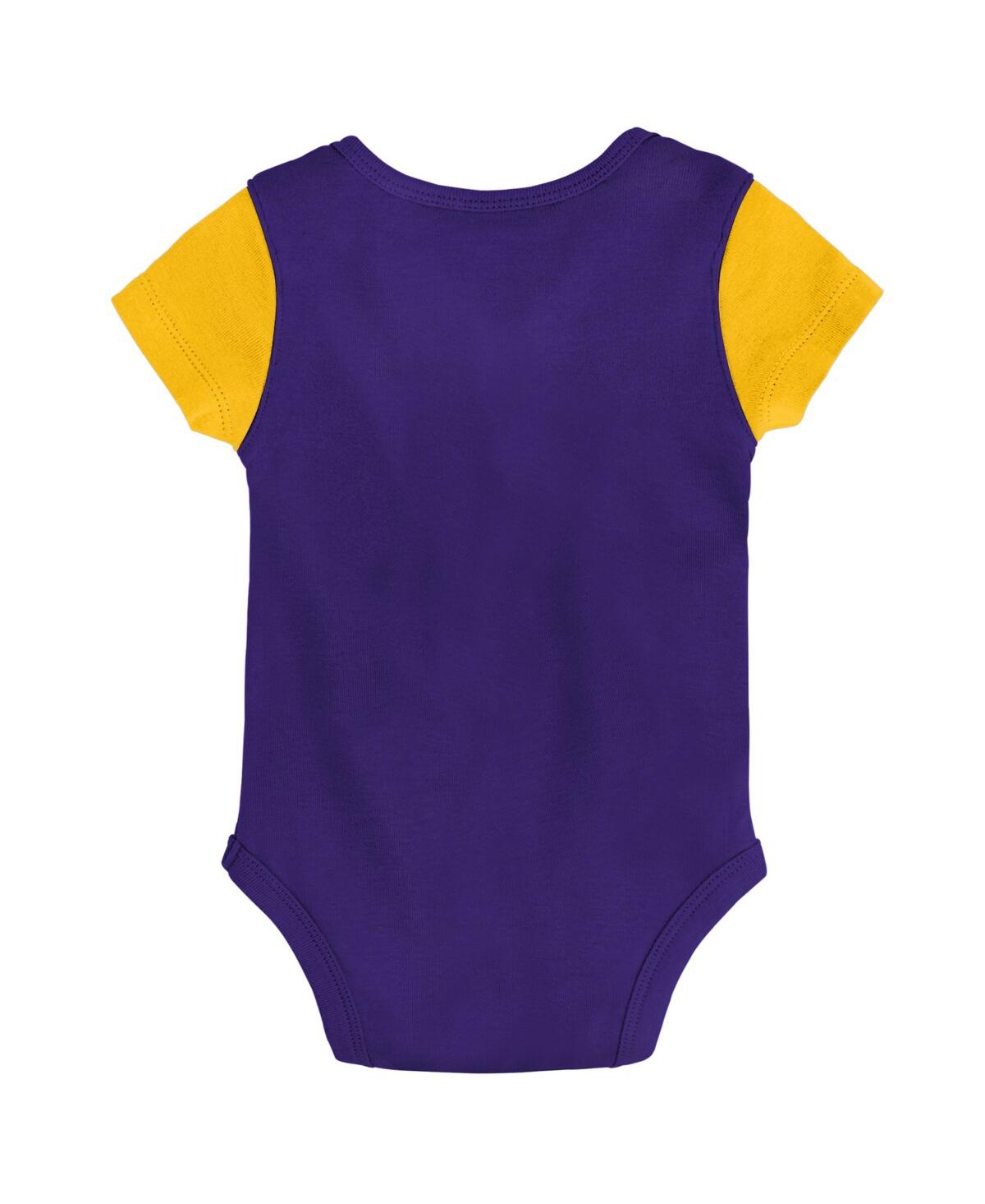 Shop Outerstuff Newborn And Infant Boys And Girls Purple, Gold Minnesota Vikings Little Champ Three-piece Bodysuit B