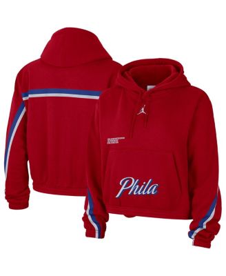 Women's Red Philadelphia 76ers Courtside Statement Edition Pullover Hoodie