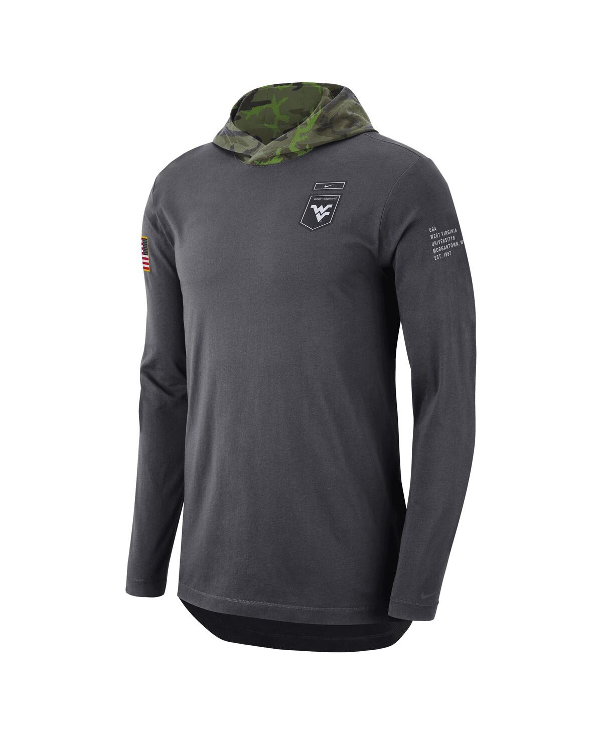 Nike Anthracite West Virginia Mountaineers Military Long Sleeve Hoodie T-shirt In Anthracite