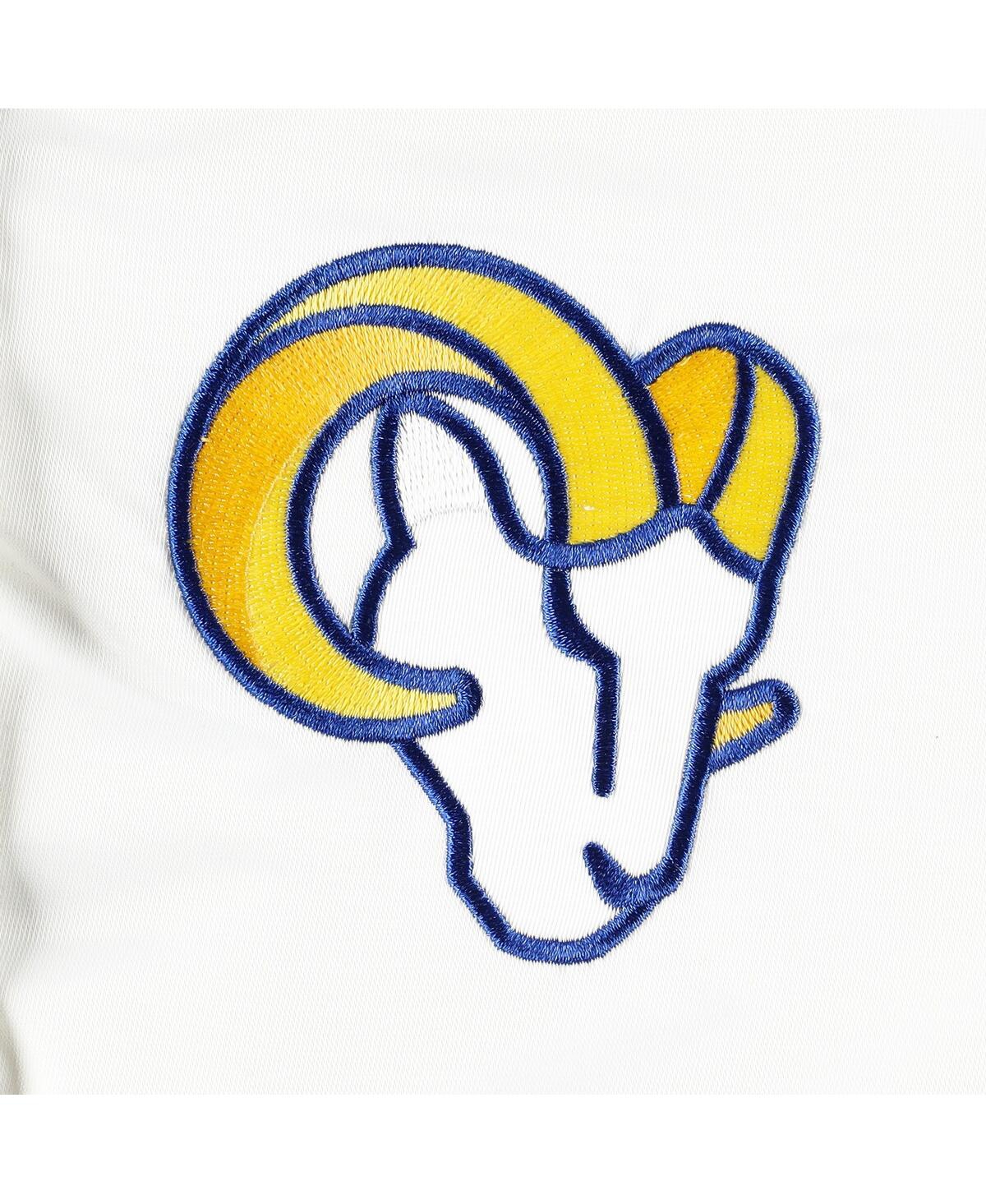 STARTER WOMEN'S STARTER WHITE LOS ANGELES RAMS LINE UP SATIN FULL-SNAP VARSITY JACKET 