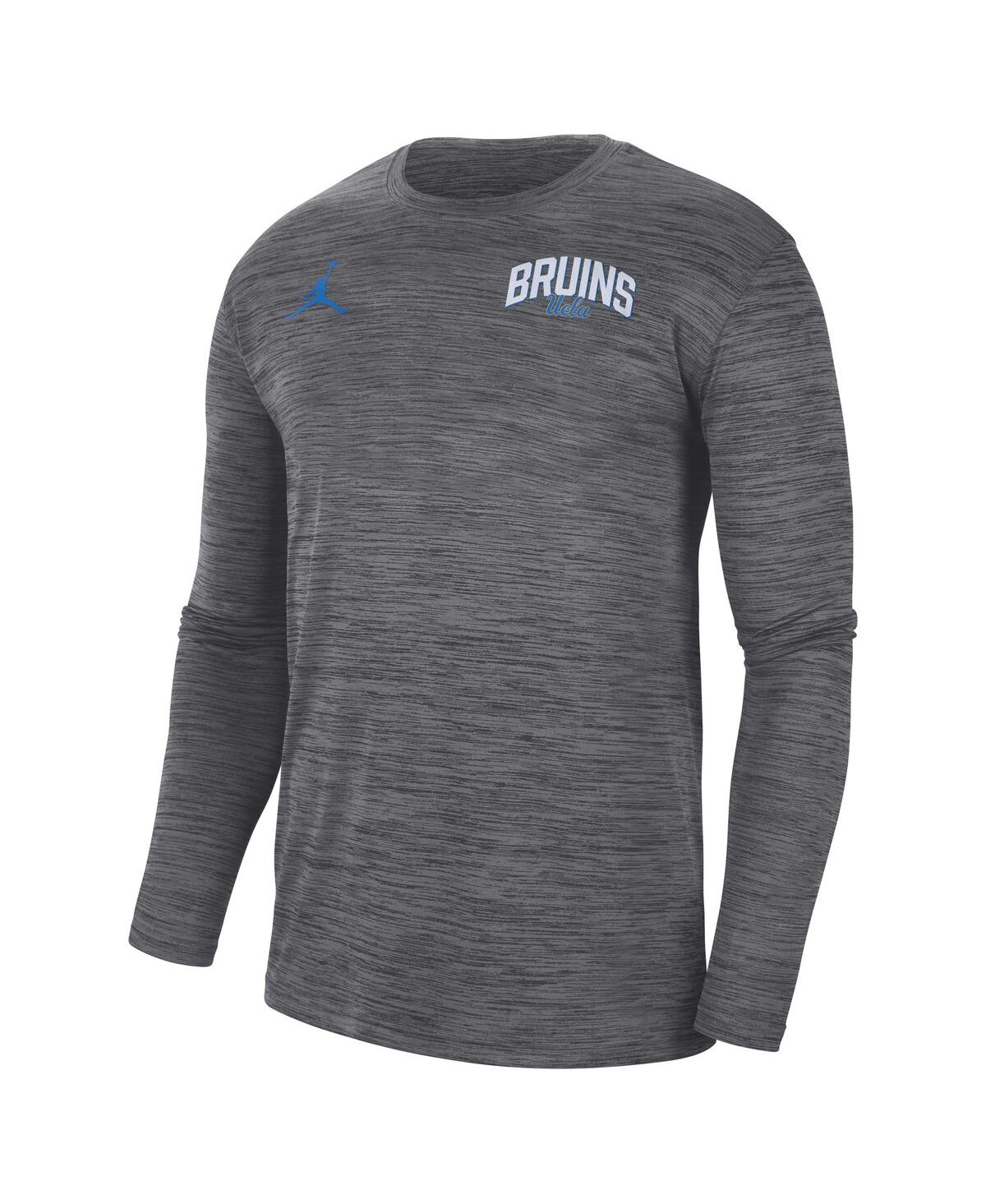Shop Jordan Men's  Charcoal Ucla Bruins Sideline Game Day Velocity Performance Long Sleeve T-shirt