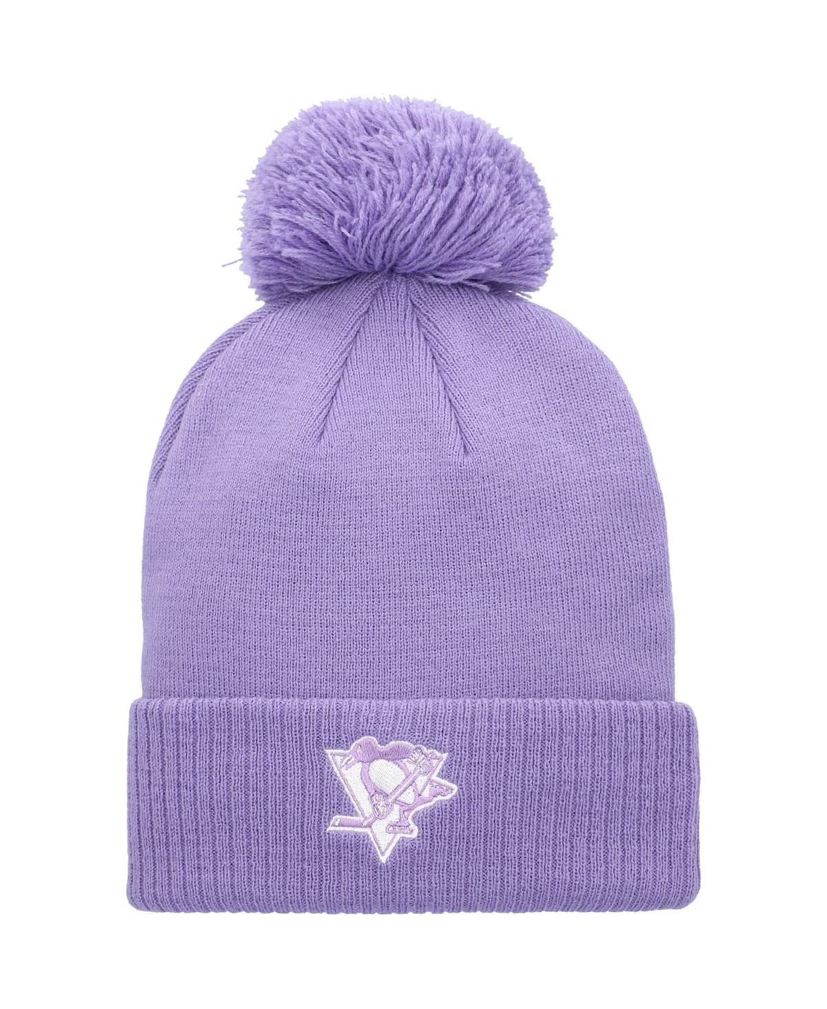 Shop Adidas Originals Men's Adidas Purple Pittsburgh Penguins 2021 Hockey Fights Cancer Cuffed Knit Hat With Pom