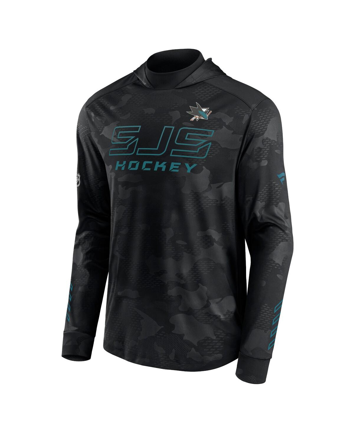 Men's FanaticsSan Jose Sharks Authentic Pro Locker Room Camo Pullover Hoodie - Black