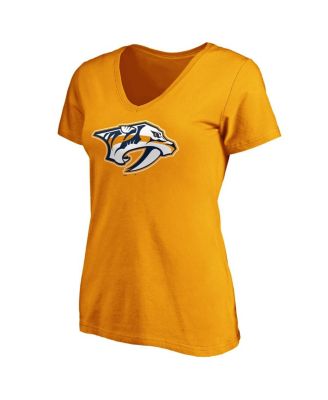 Women's Gold Nashville Predators Primary Logo V-Neck T-shirt