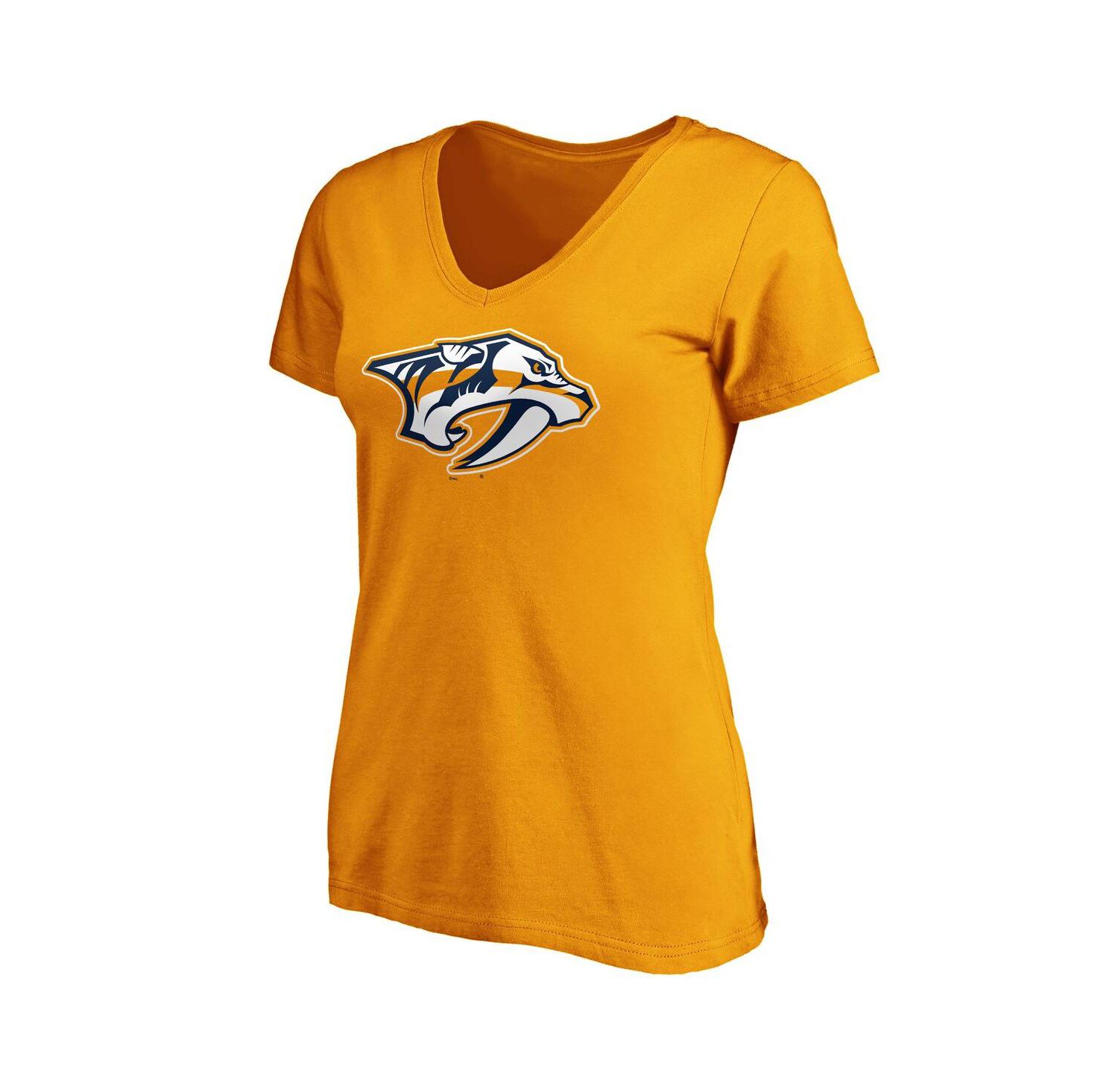 Women's Gold Nashville Predators Primary Logo V-Neck T-shirt