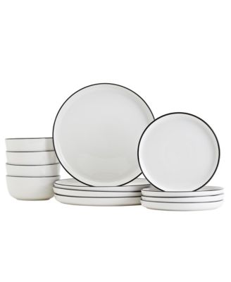 Tabletops Unlimited TTU Gallery 12-Pc Black Pad Print Dinnerware