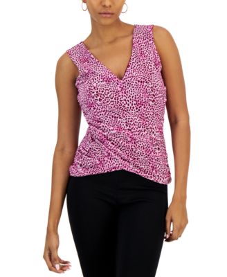 I.N.C. International Concepts - Women's Printed Mesh Crossover Top